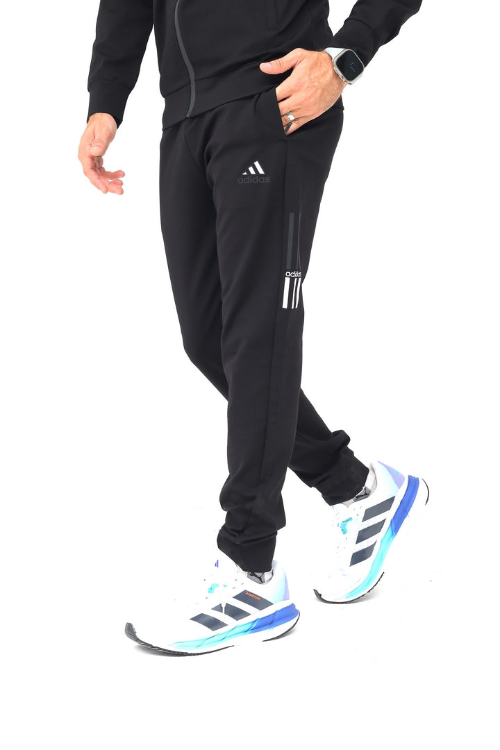 Adidas black premium stretch tracksuit